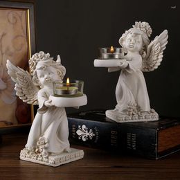 Candle Holders European Retro Angel Holder Decoration Ornaments Home French Restaurant Living Room Tabletop Decor