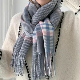 Berets 2024 Autumn And Winter Long Scarf Female Student Christmas Imitation Cashmere College Versatile Plaid Shawl