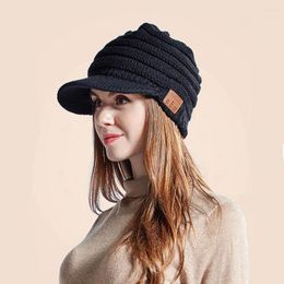 Ball Caps Unisex Solid Colour Knitting Baseball Hat Bluetooth-compatible 5.0 Warm Winter Outdoor Ridding Wireless Headphones Street