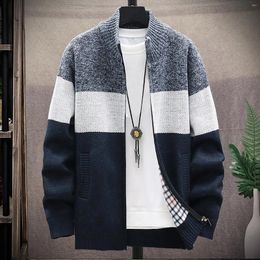 Men's Sweaters Mens Zip Up Knitted Cardigan Thick Sweater Stand Collar Fleece Lined Warm Wool Coats Men