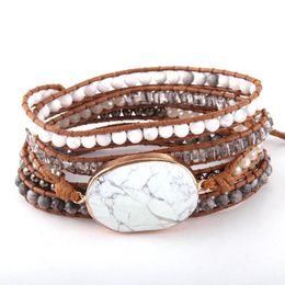 Bracelets Fashion Beaded Jewellery Handmade Mixed Natural Stones/Crystal Stone Charm 5 Strands Wrap Bracelets DropShipping