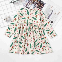 Girl's Dresses 0-5 Christmas Outfits Girls Christmas Tree Print Dresses Girl Cute Dress Infant and Toddler Costumes Party Festival