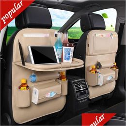 Other Care Cleaning Tools New Car Seat Back Organizer Pu Leather Pad Bag Storage Foldable Table Tray Travel Accessories Drop Delivery Dhzwf