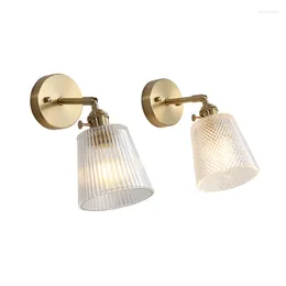 Wall Lamps Copper Glass LED Light Fixtures Bedroom Bathroom Mirror Retro Vintage Lamp Sconce Wand Applique Murale