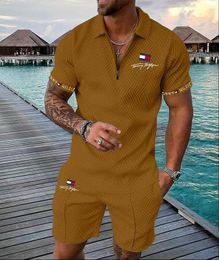 Herren-Designer-Trainingsanzüge, luxuriöses zweiteiliges Set, Herbst-Marken-bedruckte Outfits, Baumwollmischung, kurzärmliges Polo-T-Shirt und Shorts, Sportanzug in Übergröße 6XL