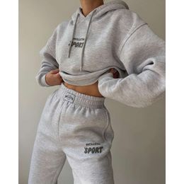 womens hoodies sweatshirts two piece pants designer sport letter print hoodie and jogger sweatpants set 2023 autumn winter weight versatile terry sweater wr