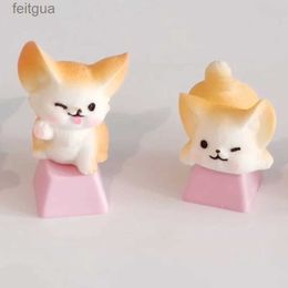 Keyboards Keyboards MiFuny Cute Fennec Fox Keycaps Handmade 3D Resin Keyboard Cap Cartoon Artisan Key Caps for Mechanical Keyboard Accessories YQ240123