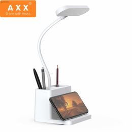 Desk Lamps AXX LED Desk Lamp USB Rechargeable Dimmable Study Table Lamp Pen Holder for Kid Student Small Battery Desk Light for Home Office YQ240123