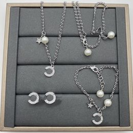 New Diamond Earrings Bracelet Chain Necklace Designer Lover Necklace Charm Bracelet Letter Earrings For Woman Gift Jewellery Sets