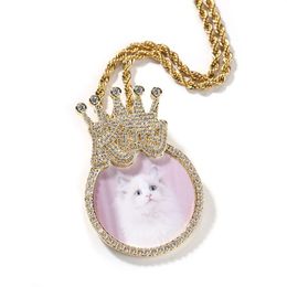 Pendant Necklaces Diy Custom Po Crown Pendant Necklace Jewelry Women Men Childrens Day Gift Drop Delivery Jewelry Necklaces Pendants Dh0Pe