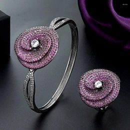 Necklace Earrings Set Zlxgirl Big Fashion Colorful African Bangle Ring For Women Cubic Zircon Pave Party Wedding Saudi Arabic Dubai Jewelry
