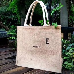 Brand summer Beach totes bag linen womens mens gunny storage celnes handbags shopping bag jute tote reusable foldable grocery pouc277j