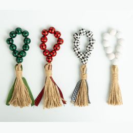 Napkin Rings Natural Wooden Beads With Tassels Dinner Table Decorations Pastoral Style Plaid Bead Tassel Buckles Bh8148 Drop Delivery Dh4Vb