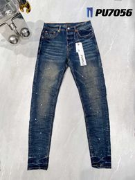 Purple Jeans Designer Stack Men's Pants Ripped High Street Brand Patch Hole Denim Straight Leg Fashion Hip Hop Clothing 13