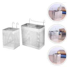 Kitchen Storage 2 Pcs Drain Rack Hanging Chopstick Holder Clothes Drying Cutlery Drainer Stainless Steel Chopsticks