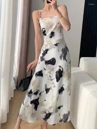 Casual Dresses Korea Style Strap Slim Women Summer Slip Dress 2024 Fashion Stain Evening Party Midi Female Clothes Vestidos Mujer Lady Robe