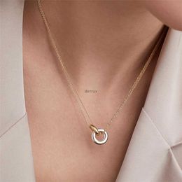 Pendant Necklaces JUJIE 316L Stainless Steel Two Colour Necklace For Women Choker Pendant Festival Party Gift Jewellery Wholesale/Dropshipping