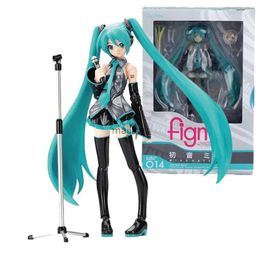 Action Toy Figures 14cm Anime Figma 014 Hatsune Miku Joints Movable Contains Props Change Faces Kawaii Girl Action Figure Model Ornaments Toys Gift