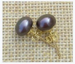 Earrings Large AAAA 910mm South China Sea Gold Black Pearl Earrings 14k Gold P Earrings