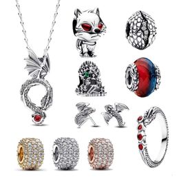 2024 New Ring Earrings Necklace Dragon Charm Beads Fit Bracelet DIY Women Birthday Gift