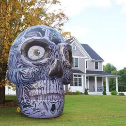 6m 20ft high wholesale Free ship huge Inflatable Grey Printed Skull head giant ghost skeleton Air Model Toy for Halloween Festival Decoration
