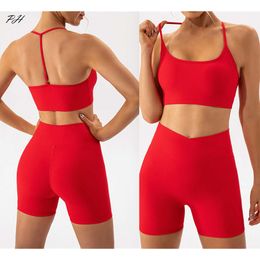 Lu Align Woman Outfits 2PCS Sexy Women Gym Set Set Beauty Back Bra Sports Shorts Workout Running Clothing Gym Wear Athletic Sport Suit Jogger Lemon Lady Gry Sports Girl