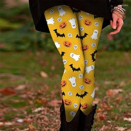 Women's Leggings Halloween Elastic High Waist Tights Pumpkin Head Digital Printed Feet Underwear