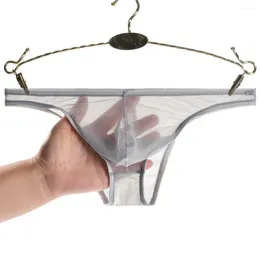 Underpants Men's Thin Transparent Low Waist Briefs Panties High Stretch Smooth G-string Erotic See Through Lingerie