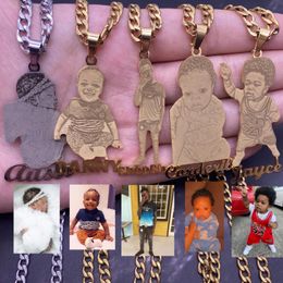 Necklaces Cartoon Name Pendent Necklace For Kids Custom Personalized Photo Picture Portrait Nameplate Necklace for Childrens Family Gift