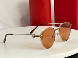 Silver Orange Pilot Sunglasses Metal Frame Mens Luxury Sunglasses Fashion Summer Sunnies Sonnenbrille UV Protection Eyewear with box