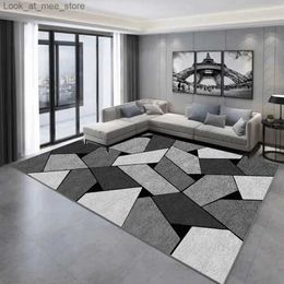 Carpet Gray Geometric Carpet Crystal Velvet Material Mat Bedroom Bed Carpet Home Living Room Sofa Study Cloakroom Decorative Mat Q240123