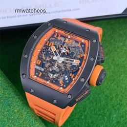 RichardMiler Watches Automatic Winding SPORT VERSION Wristwatch RichardMiler Mens Collection RM011 Orange Ceramic Automatic Mechanical Timer for Men A5AG WNA5A