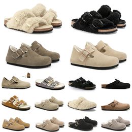 Designer OG Burkin Slippers Sandals Men Women Cork Flat Suede Snake AAA+ Leather Slide Clog Flip Flops Buckle Strap Cotton Platform Slides US 12