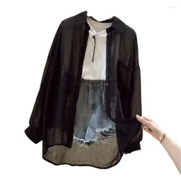 Women's Blouses 2024 Summer Thin Coat Korean Version Loose And Versatile Sunscreen Clothing Long Sleeve Chiffon Cardigan