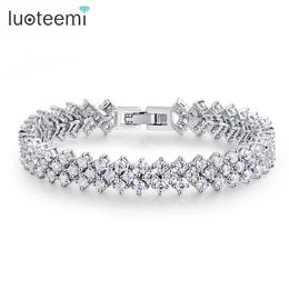 Bracelets LUOTEEMI Classic Hot Selling New Rome Charm Bracelet AAA Cubic Zirconia Engagement Wedding Jewelry Women Fashion Bridal Bracelet