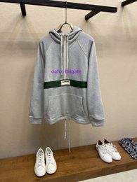 Men's Hooded Sweatshirt Designer Hooded Sweater Men's Sweater Pure Cotton Red Green Ribbon Half Zipper Long Sleeve Hooded Sweater Letter Printed Couple Set 431