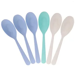 Spoons 6pcs Child Anti-scald Plastic Soup Spoon Tableware For Home Restaurant (Random Color)