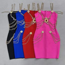 10002 L 2024 Runway Dress SPring Summer Dress V Neck Bandage dress Long Sleeve Beads Brand Same Style Womens Dress Fashion High Quality Mengmi
