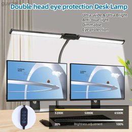 Desk Lamps Foldable Desk Lamps Stepless Dimmable Double Head Table Lamp for Home Office Reading Lighting 3 Colour Modes PC Monitor Light Bar YQ240123