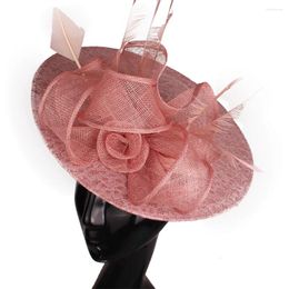 Berets Women Vintage Fascinator Wedding Hat Lace Millinery Race Hair Accessories Bride Party Tea Chapeau Cap
