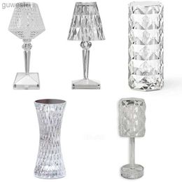 Desk Lamps Wine Glass Rose Rgb Crystal Table Lamp Creative Led Diamond Desk Lamp Rechargeable Bedside Touch Sensor Crystal Nordic Lamp YQ240123