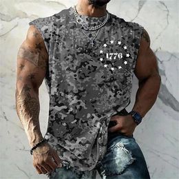 Men's Tank Tops Summer Fashion Round Neck Vest For Men Camouflage 3D Print Designer Graphic Casual T-shirt Sleeveless Fitness Clothing