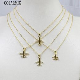 Necklaces 10Pcs Zirconia Tiny Aeroplane Pendant Necklace Lovely Girl Necklace Special women Gift 52830