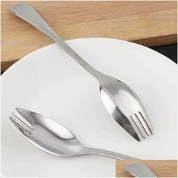 Spoons Stainless Steel Spork For Noodle Eating Mtifuntional Salad Fork Dessert Fruit Spoon Kitchen Tableware Drop Delivery Home Gard Dhlxf