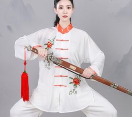 Vendita calda stile cinese uomo donna ricamo Kung Fu vestito Tai Chi abbigliamento arti marziali vestiti Sport Wushu costume uniforme Set