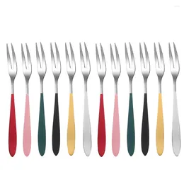 Dinnerware Sets 12pcs Household Stainless Steel Mini Cake Forks Snack Fruit Fork