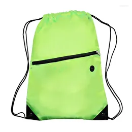 Shopping Bags Sell Custom Made Polyester Drawstring Backpack Bag With Front Zipper Pocket And Headphone Hole