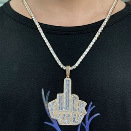 Chains Hip Hop Men Necklace With Gold Colour Plated Big Large Hand Pendant 5A Cz Paved Long Rope Chain For Boy