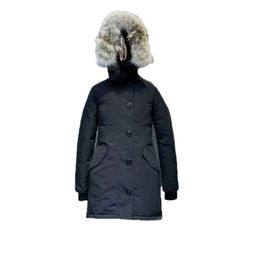 Real Coyote Fur Womens Canadian Rossclairs Parka Goose Down Jackets Outerdoor Coat Winderproof Long For Extremely Weather Hooded