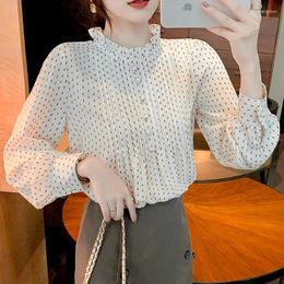 Women's Blouses Ladies Korean Fashion Casual Printing Shirts Blouse Women Tops Woman Button Up Shirt Female Girls Long Sleeve Py8701-1